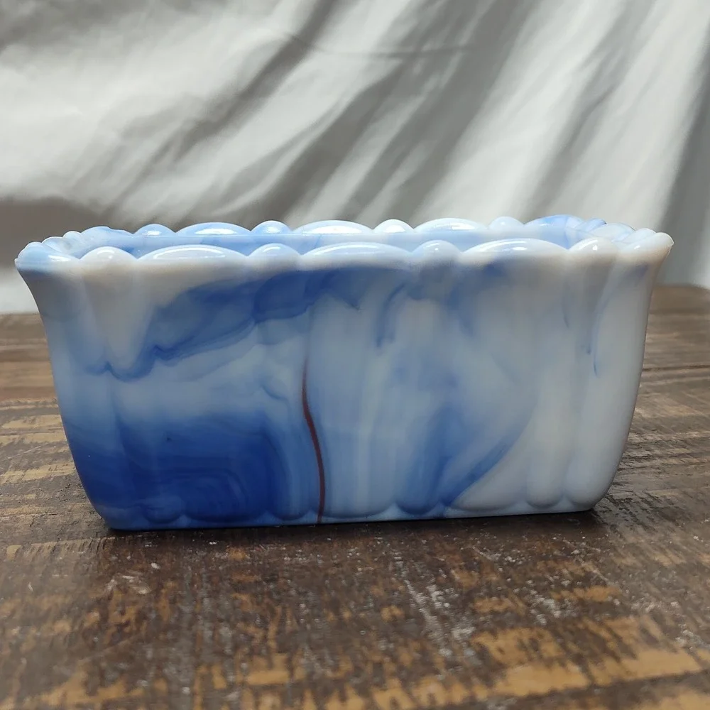 Vintage Akro Agate Bowl Made in the USA marble ruffled edge